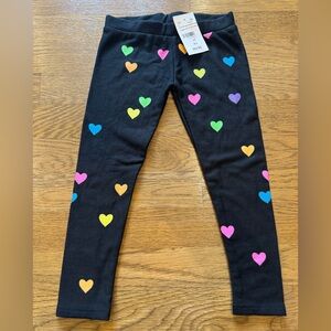 Chaser Black Fuzzy Leggings with Colorful Heart Print 2T NWT
